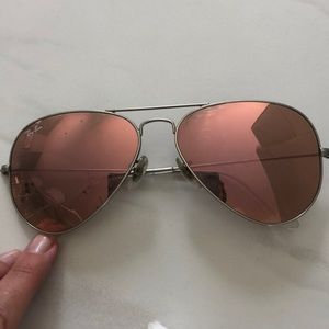 Ray Ban aviators silver with pink mirror lenses